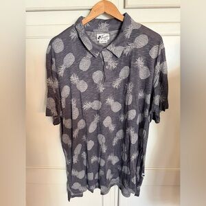 Trunks Charcoal Pineapple Print Polo